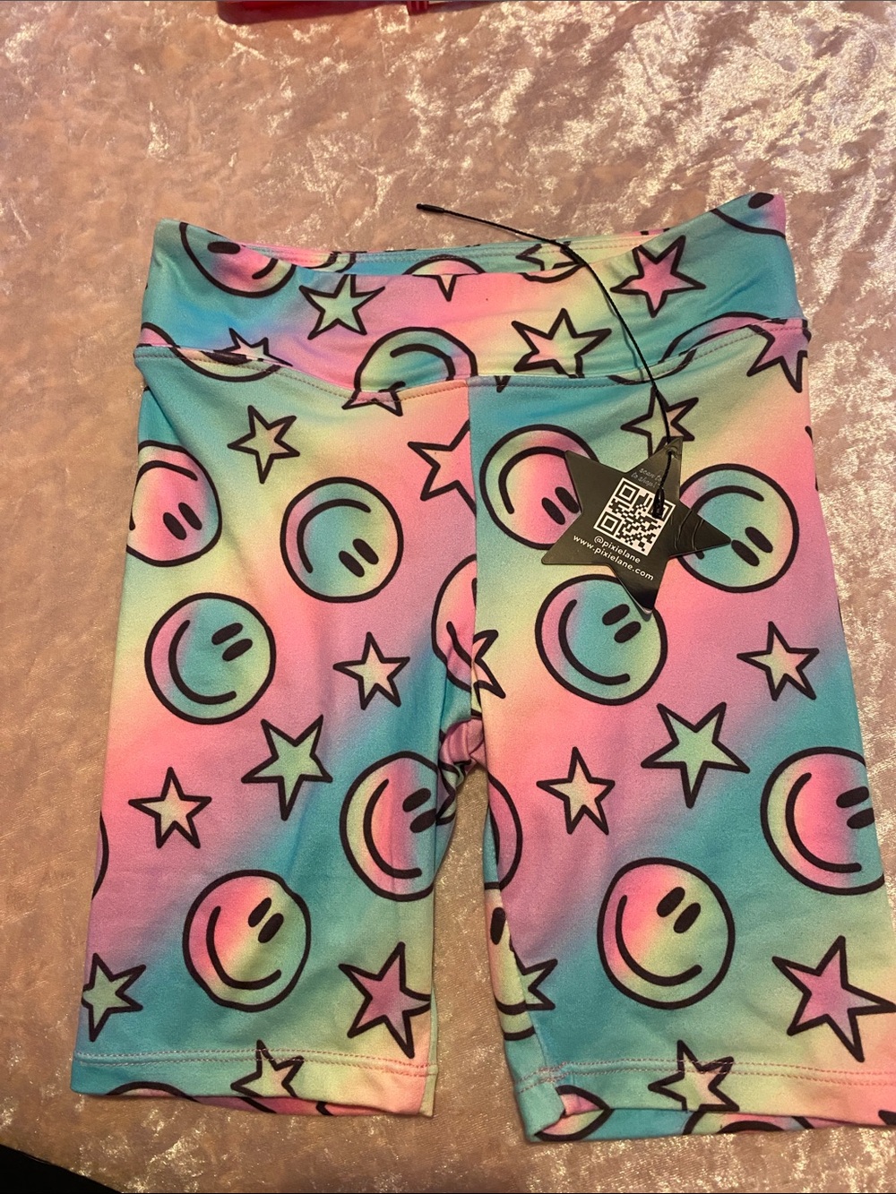 Girls' Pastel Rainbow Smiley & Star Bike Shorts